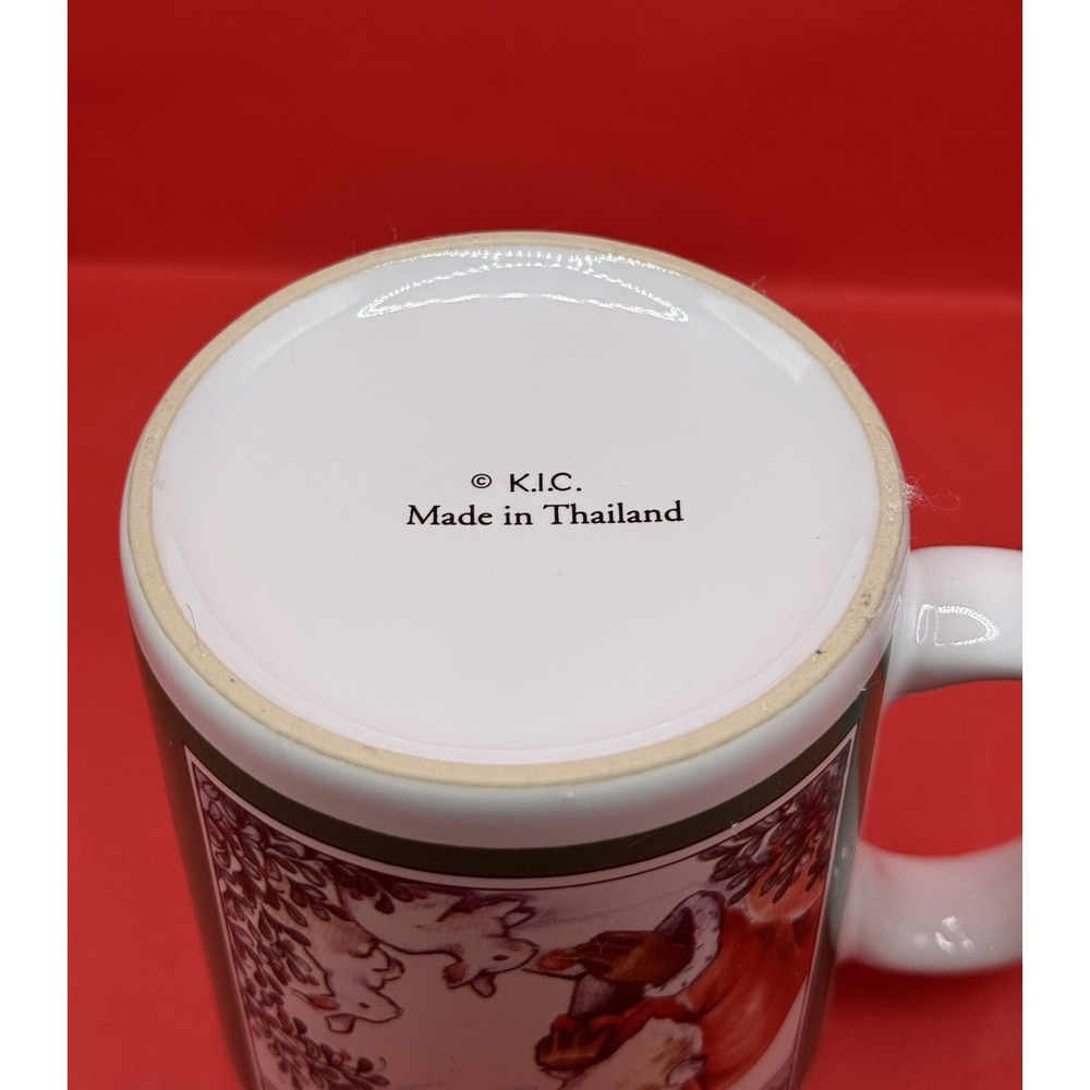 Santa's Friends Mugs Cups Vintage K.I.C. Stoneware Coffee/Tea Set Of 4 Christmas - Picture 2 of 16
